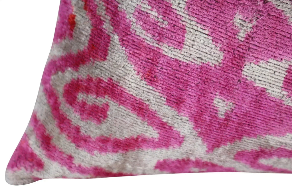 Canvello Decorative Pink Purple Geometric Throw Pillow Down Feather Filled - 16x24 in, angled view - House Of Avana