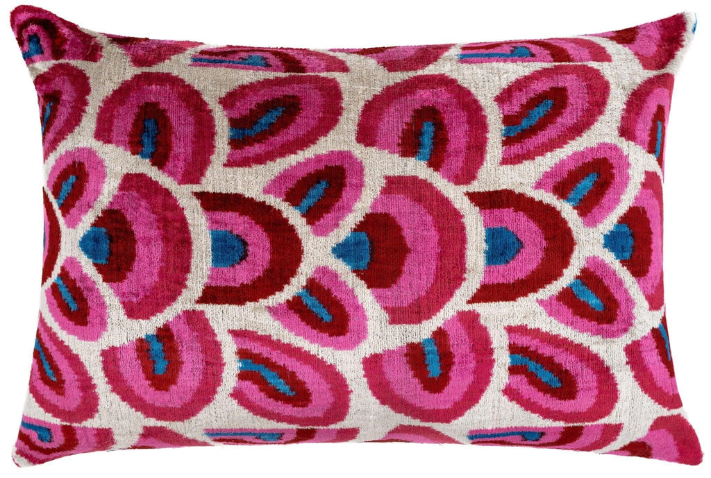 Canvello Elegant 16x24 Inch Handmade Decorative Pillow with Geometric Swirl Pattern - Soft Silk Velvet -Soft and Plush Feather-Down Fill Canvello