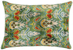 Canvello Exquisite 16x24 in Handmade Ikat Silk Velvet Pillow with Premium Down Feather Insert – Vibrant Vegetable Dyed Colors Canvello