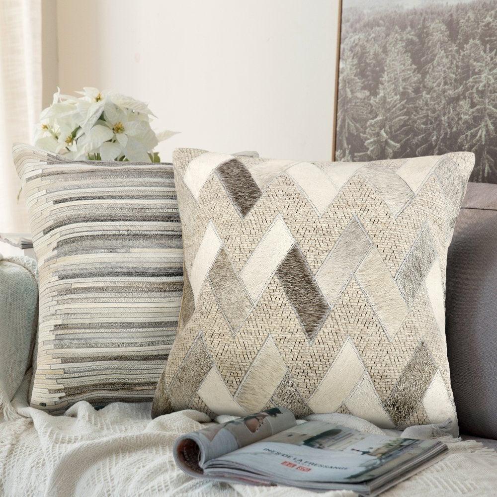 Canvello Galaxy Cowhide Throw Pillow, Ivory Canvello