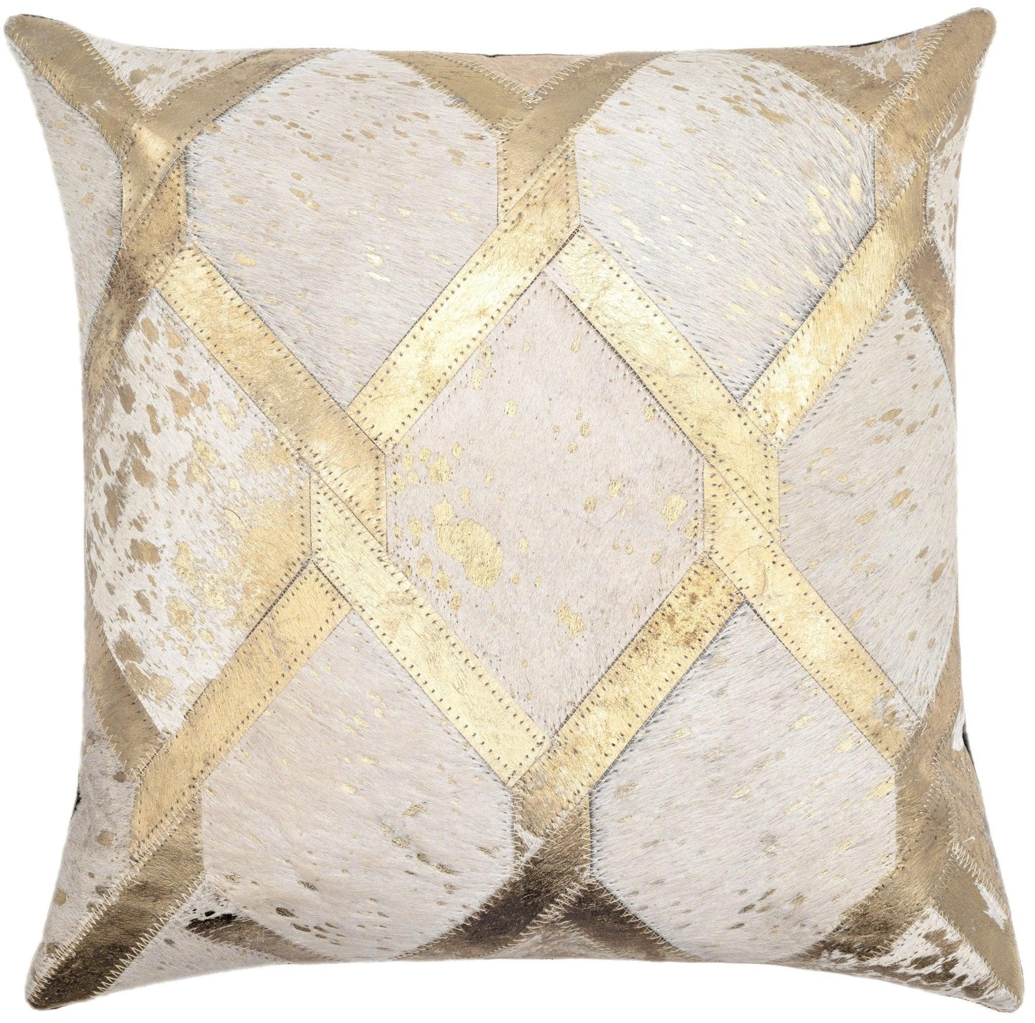Canvello Genuine Cowhide Leather Decorative Throw Pillows - Handmade Patchwork Boho Accent Pillows For Sofa, Couch, Bed, Chair - Western Southwestern Farmhouse Pillow Covers With Feather Down Insert Included) Canvello
