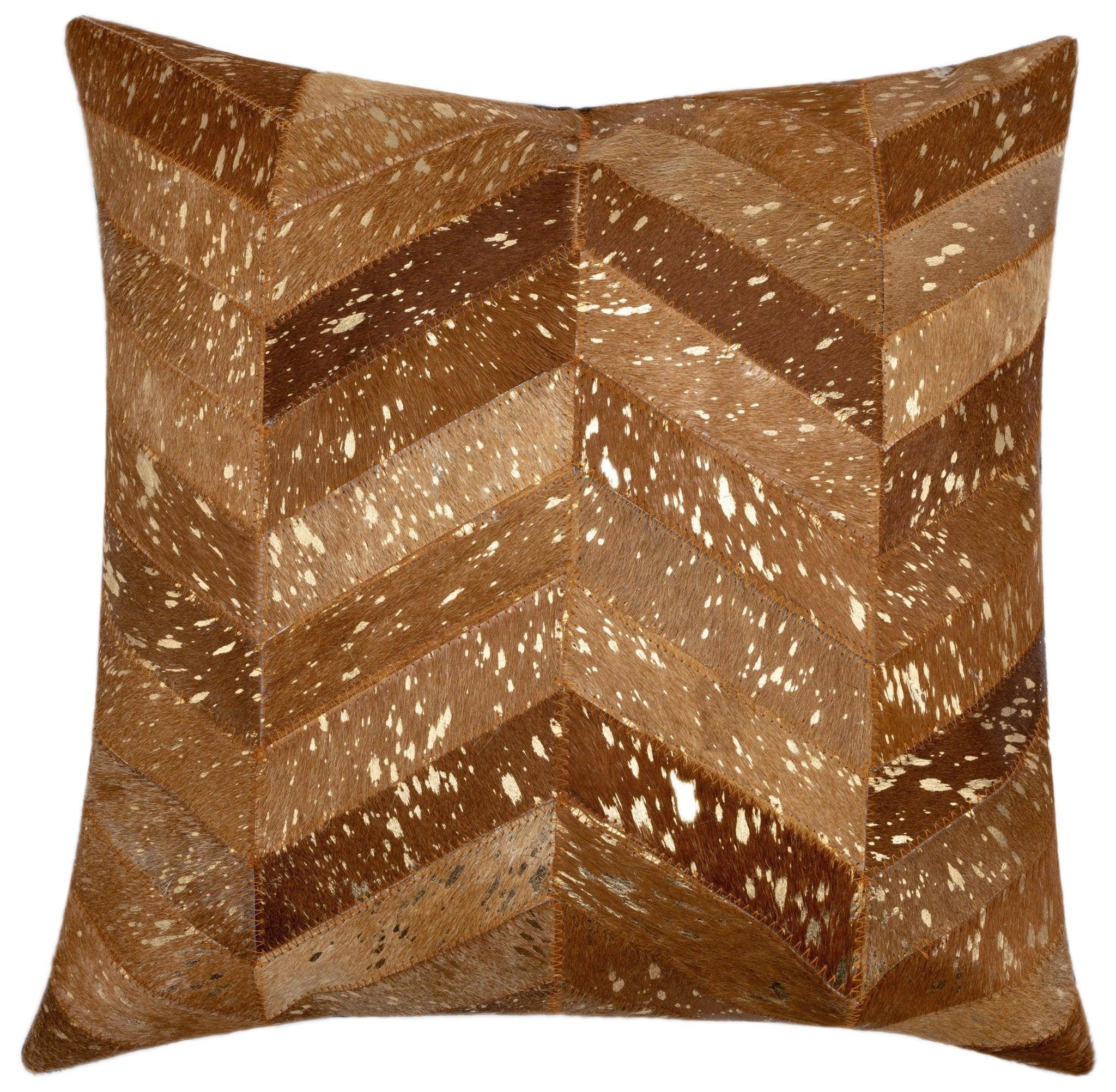 Canvello Genuine Cowhide Leather Decorative Throw Pillows - Handmade Patchwork Boho Accent Pillows For Sofa, Couch, Bed, Chair - Western Southwestern Farmhouse Pillow Covers With Feather Down Insert Included) Canvello