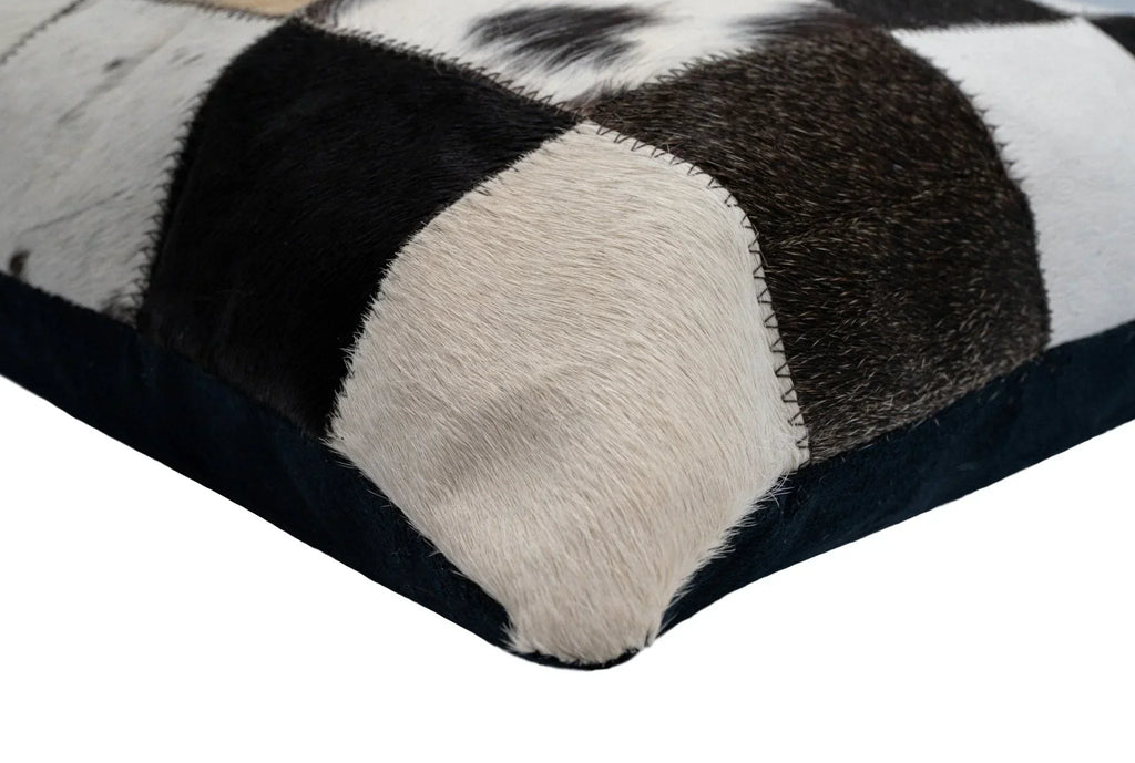 Canvello Genuine Cowhide Leather Decorative Throw Pillows - Handmade Patchwork Boho Accent Pillows For Sofa, Couch, Bed, Chair - Western Southwestern Farmhouse Pillow Covers With Feather Down Insert Included Canvello