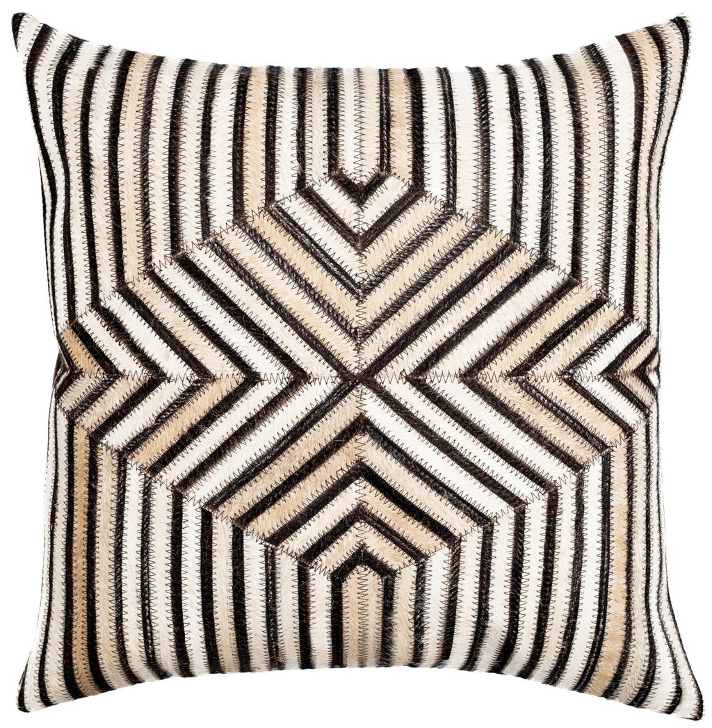 Canvello Genuine Cowhide Leather Decorative Throw Pillows - Handmade Patchwork Boho Accent Pillows For Sofa, Couch, Bed, Chair - Western Southwestern Farmhouse Pillow Covers With Feather Down Insert Included Canvello