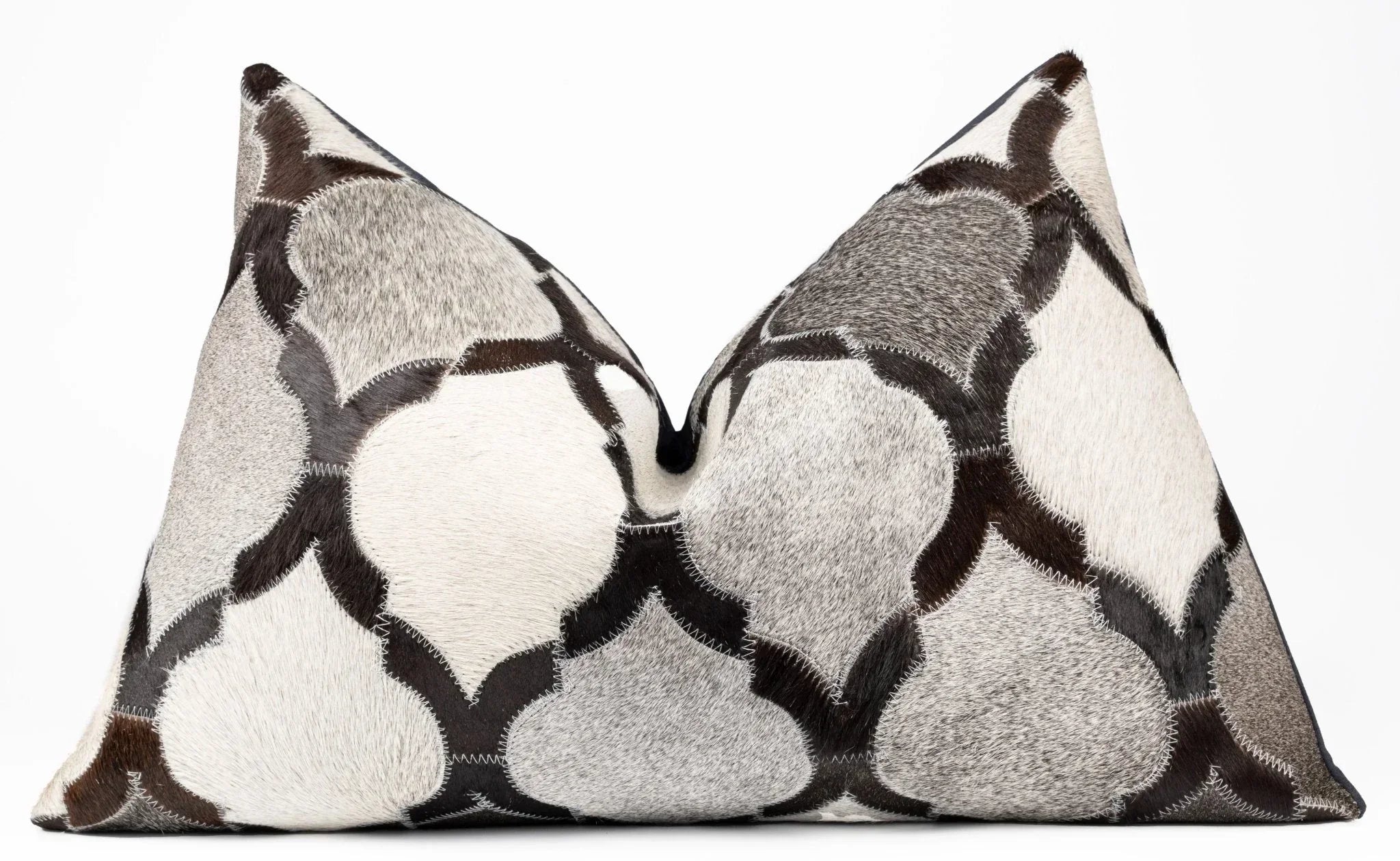 Canvello Genuine Cowhide Leather Decorative Throw Pillows - Handmade Patchwork Boho Accent Pillows For Sofa, Couch, Bed, Chair - Western Southwestern Farmhouse Pillow Covers With Feather Down Insert Included Canvello
