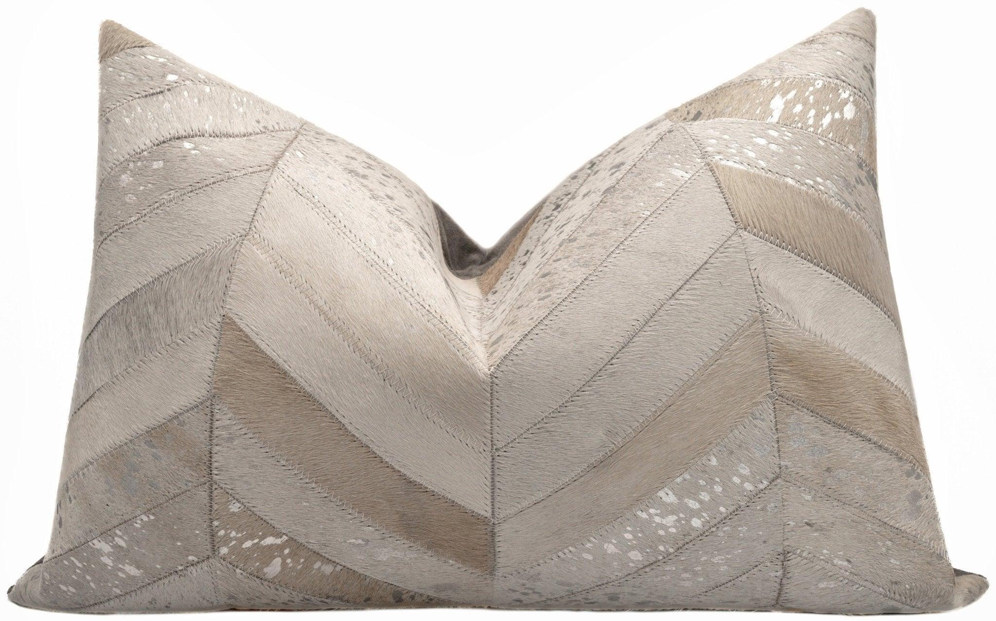 Canvello Genuine Cowhide Leather Decorative Throw Pillows - Handmade Patchwork Boho Accent Pillows For Sofa, Couch, Bed, Chair - Western Southwestern Farmhouse Pillow Covers With Feather Down Insert Included Canvello