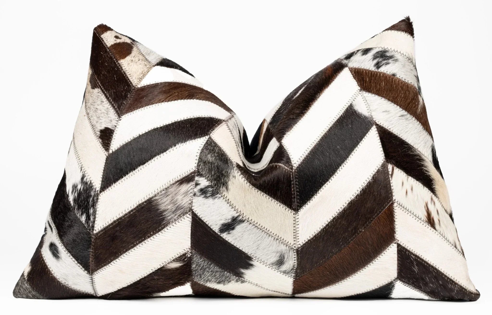 Canvello Genuine Cowhide Leather Decorative Throw Pillows - Handmade Patchwork Boho Accent Pillows For Sofa, Couch, Bed, Chair - Western Southwestern Farmhouse Pillow Covers With Feather Down Insert Included Canvello