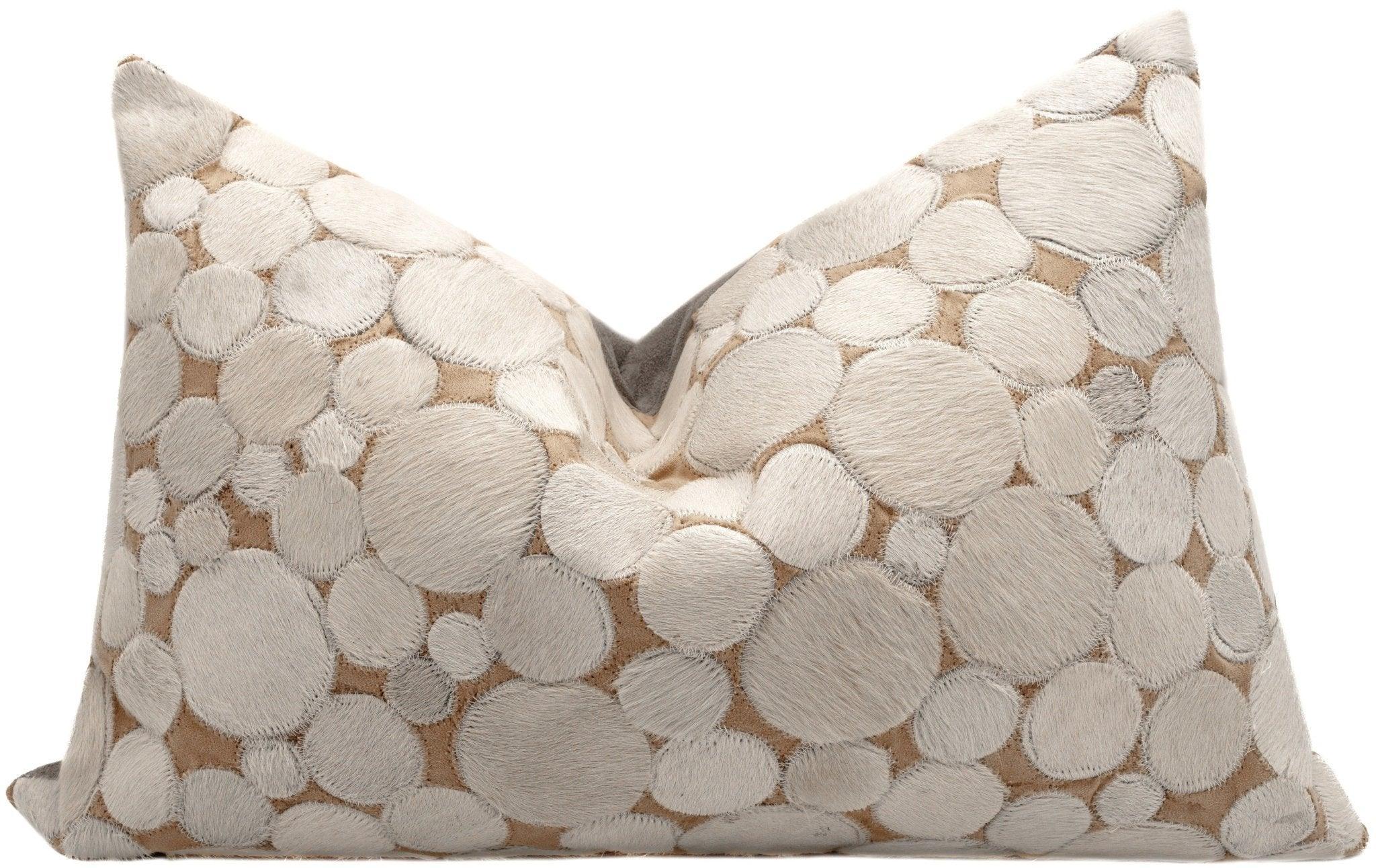 Canvello Genuine Cowhide Leather Decorative Throw Pillows - Handmade Patchwork Boho Accent Pillows For Sofa, Couch, Bed, Chair - Western Southwestern Farmhouse Pillow Covers With Feather Down Insert Included Canvello