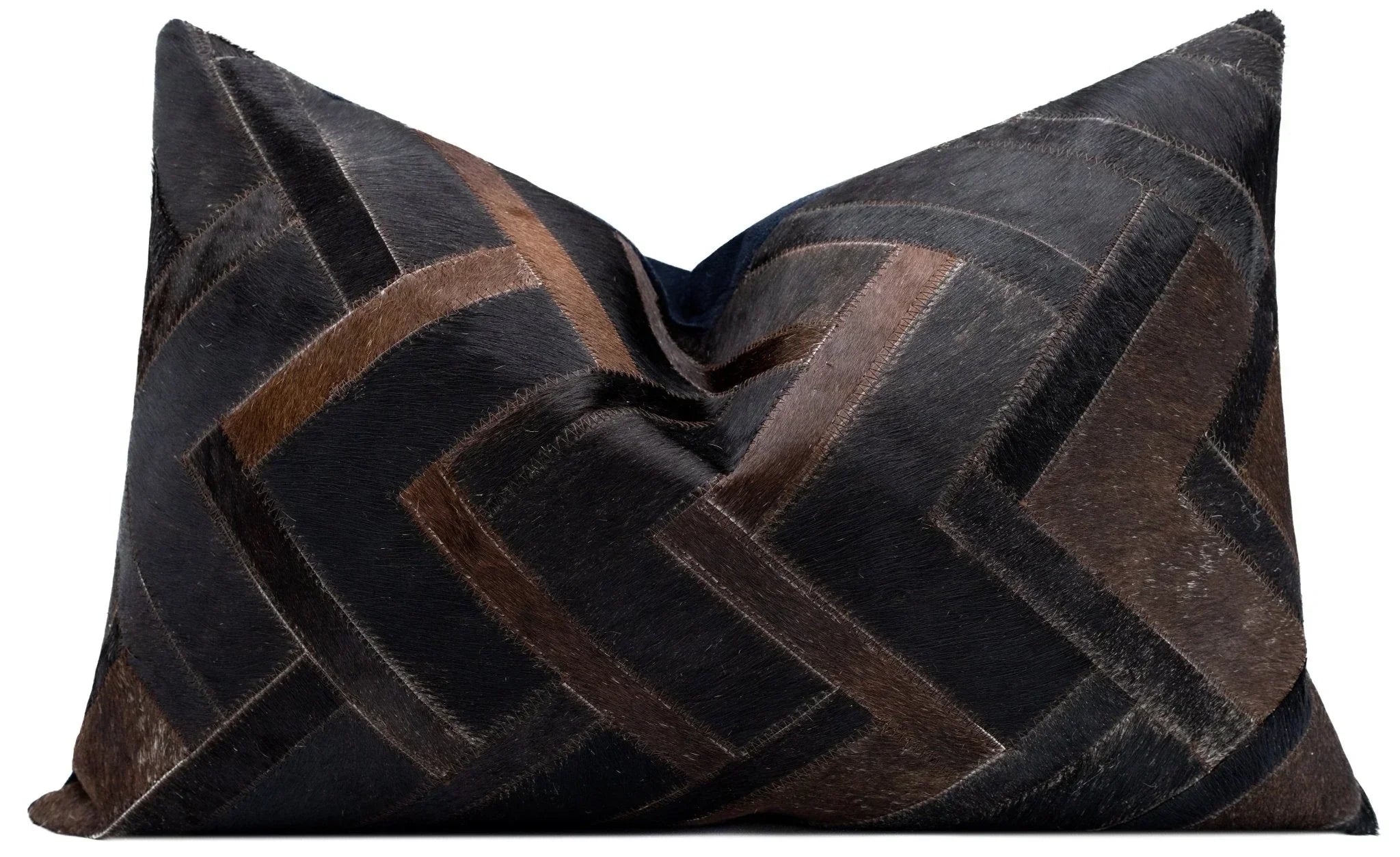 Canvello Genuine Cowhide Leather Decorative Throw Pillows - Handmade Patchwork Boho Accent Pillows For Sofa, Couch, Bed, Chair - Western Southwestern Farmhouse Pillow Covers With Feather Down Insert Included) Canvello