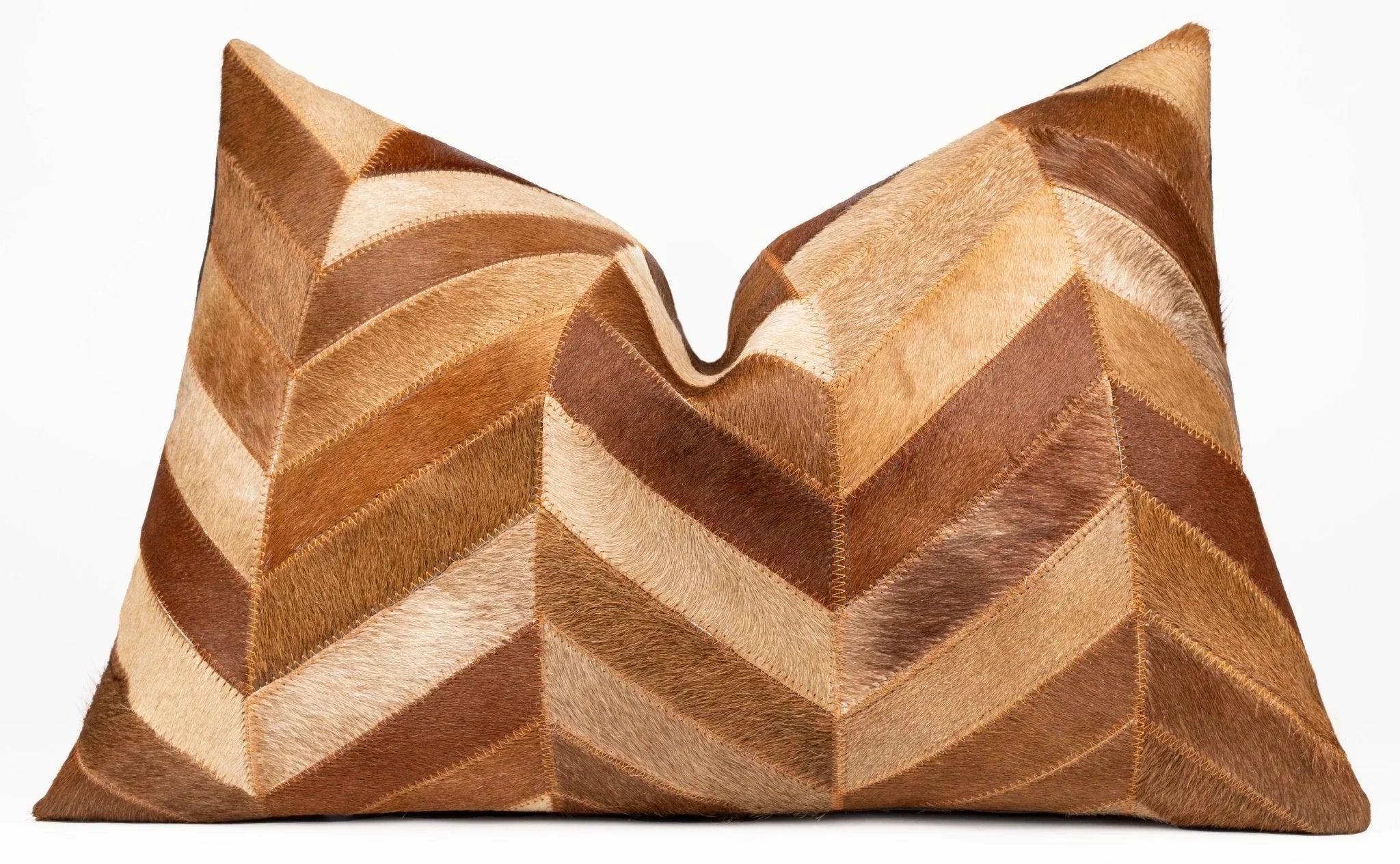 Canvello Genuine Cowhide Leather Decorative Throw Pillows - Handmade Patchwork Boho Accent Pillows For Sofa, Couch, Bed, Chair - Western Southwestern Farmhouse Pillow Covers With Feather Down Insert Included Canvello