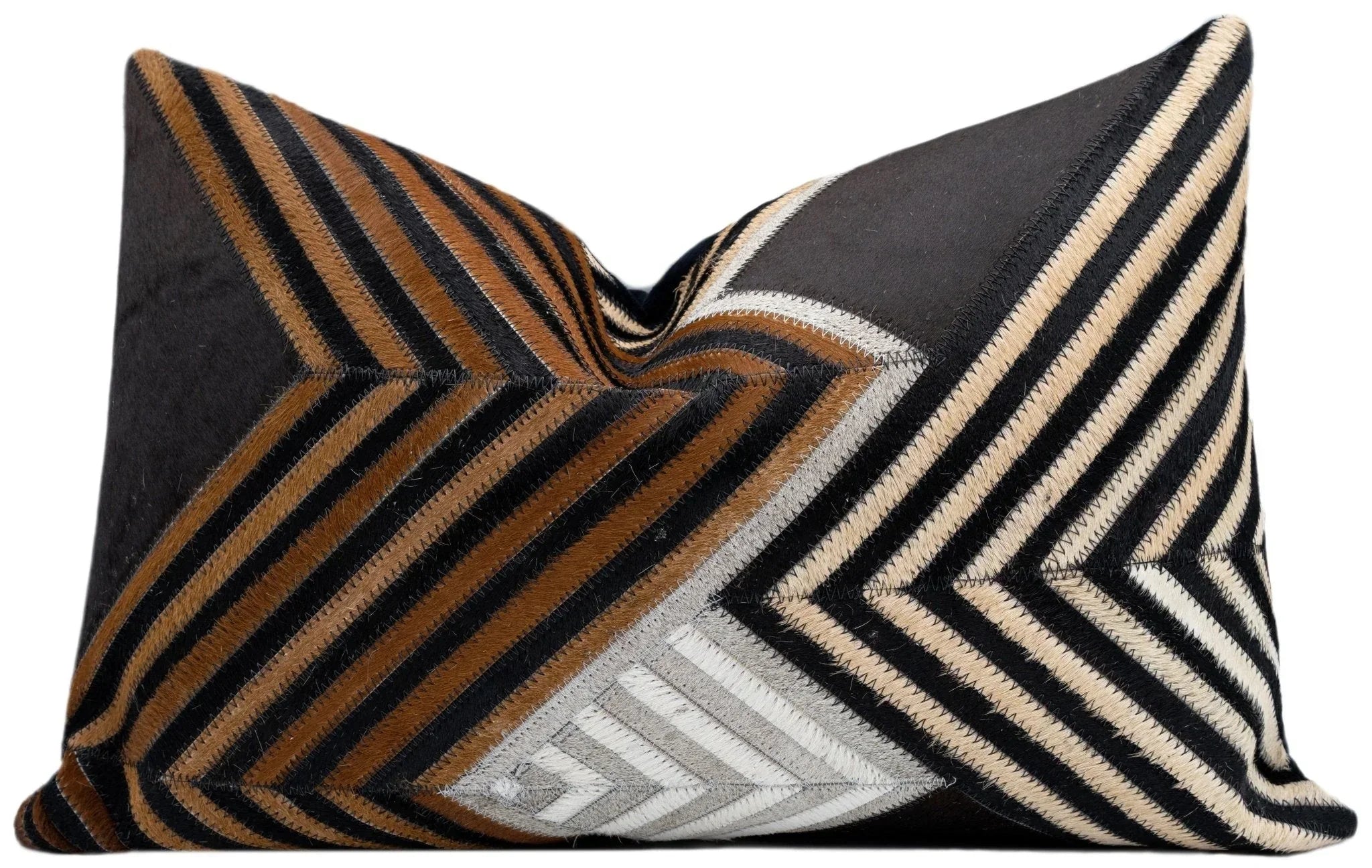 Canvello Genuine Cowhide Leather Decorative Throw Pillows - Handmade Patchwork Boho Accent Pillows For Sofa, Couch, Bed, Chair - Western Southwestern Farmhouse Pillow Covers With Feather Down Insert Included) Canvello