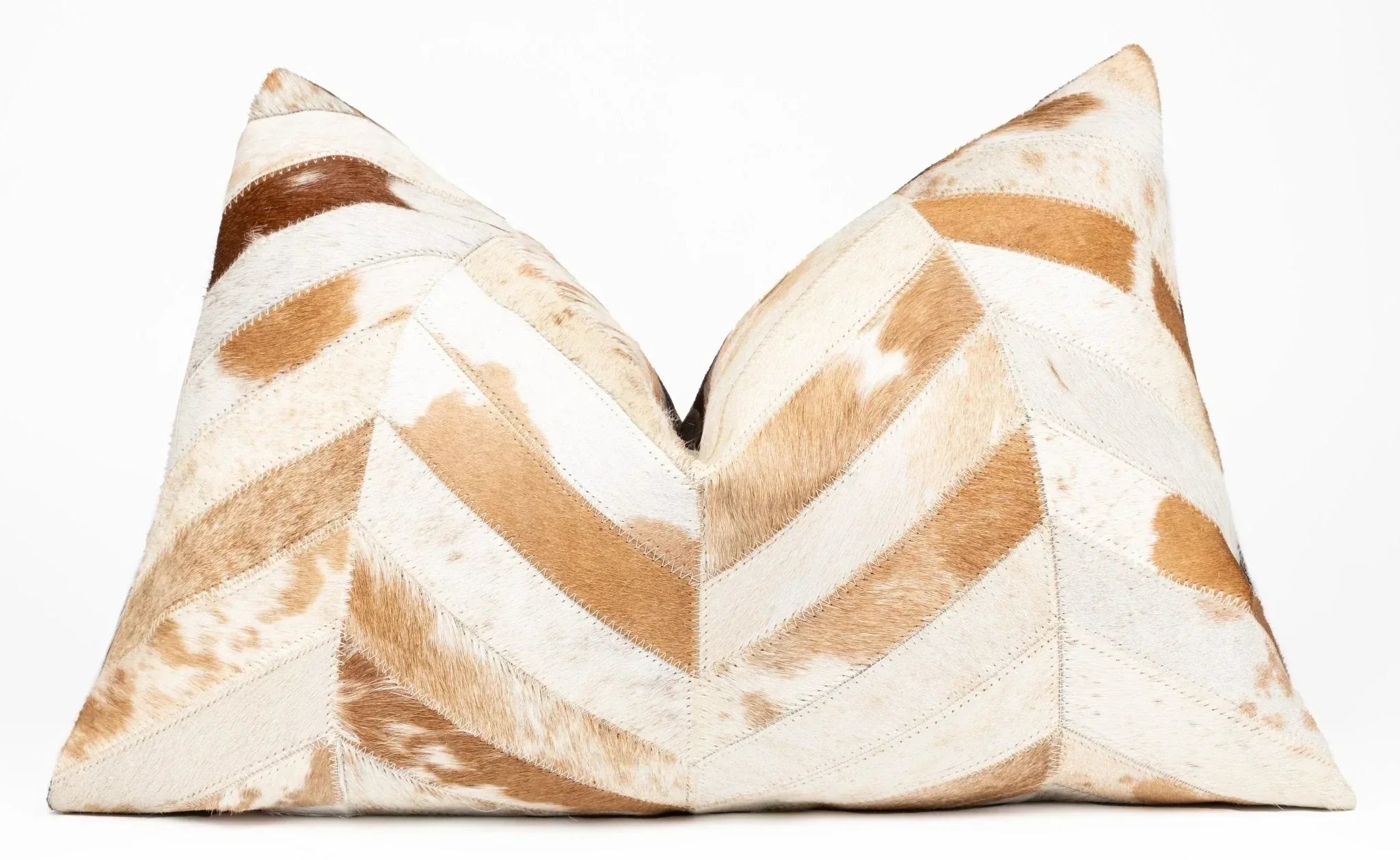 Canvello Genuine Cowhide Leather Decorative Throw Pillows - Handmade Patchwork Boho Accent Pillows For Sofa, Couch, Bed, Chair - Western Southwestern Farmhouse Pillow Covers With Feather Down Insert Included Canvello