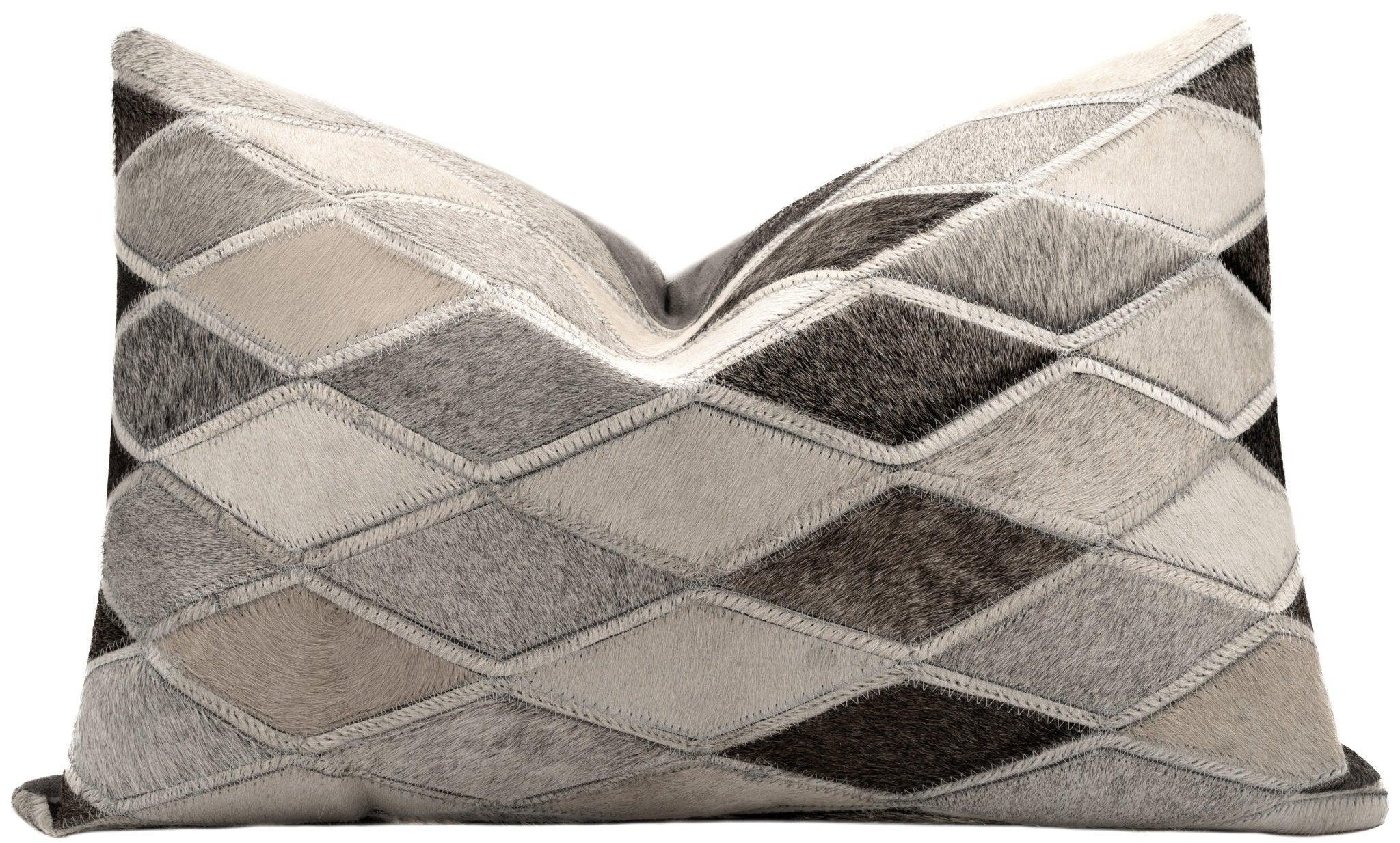Canvello Genuine Cowhide Leather Decorative Throw Pillows - Handmade Patchwork Boho Accent Pillows For Sofa, Couch, Bed, Chair - Western Southwestern Farmhouse Pillow Covers With Feather Down Insert Included Canvello