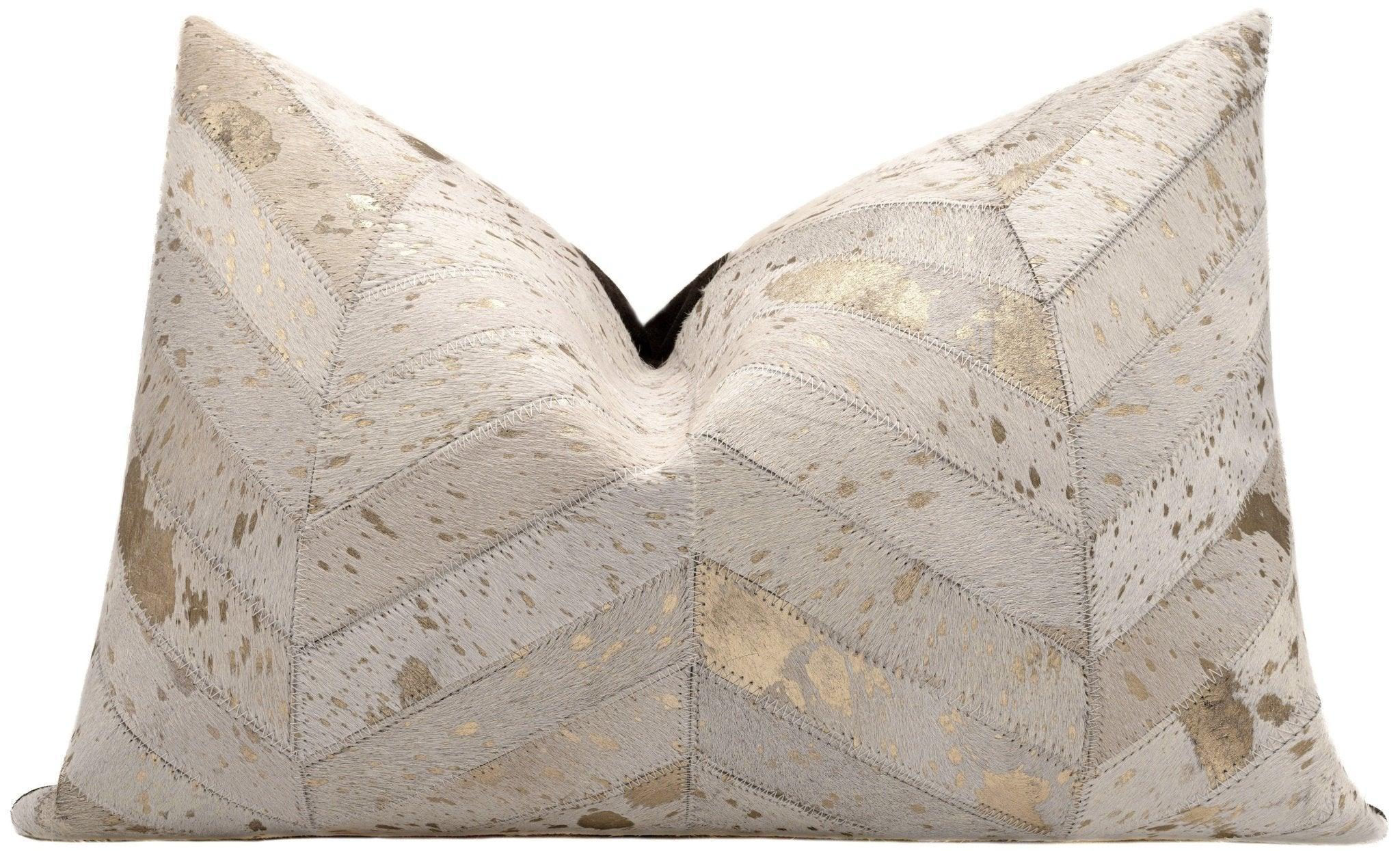 Canvello Genuine Cowhide Leather Decorative Throw Pillows - Handmade Patchwork Boho Accent Pillows For Sofa, Couch, Bed, Chair - Western Southwestern Farmhouse Pillow Covers With Feather Down Insert Included Canvello