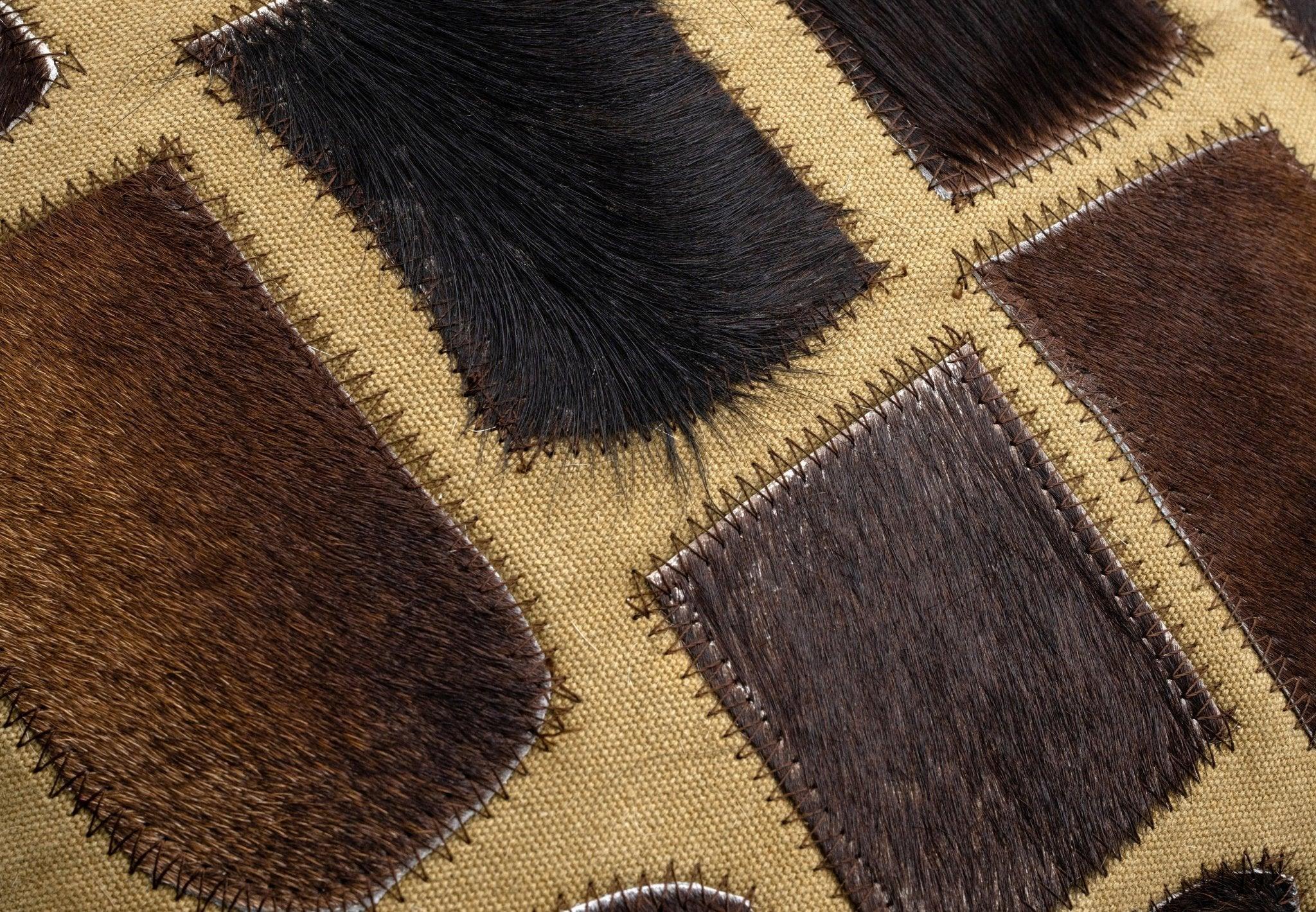 Canvello Genuine Cowhide Leather Decorative Throw Pillows - Handmade Patchwork Boho Accent Pillows For Sofa, Couch, Bed, Chair - Western Southwestern Farmhouse Pillow Covers With Feather Down Insert Included Canvello