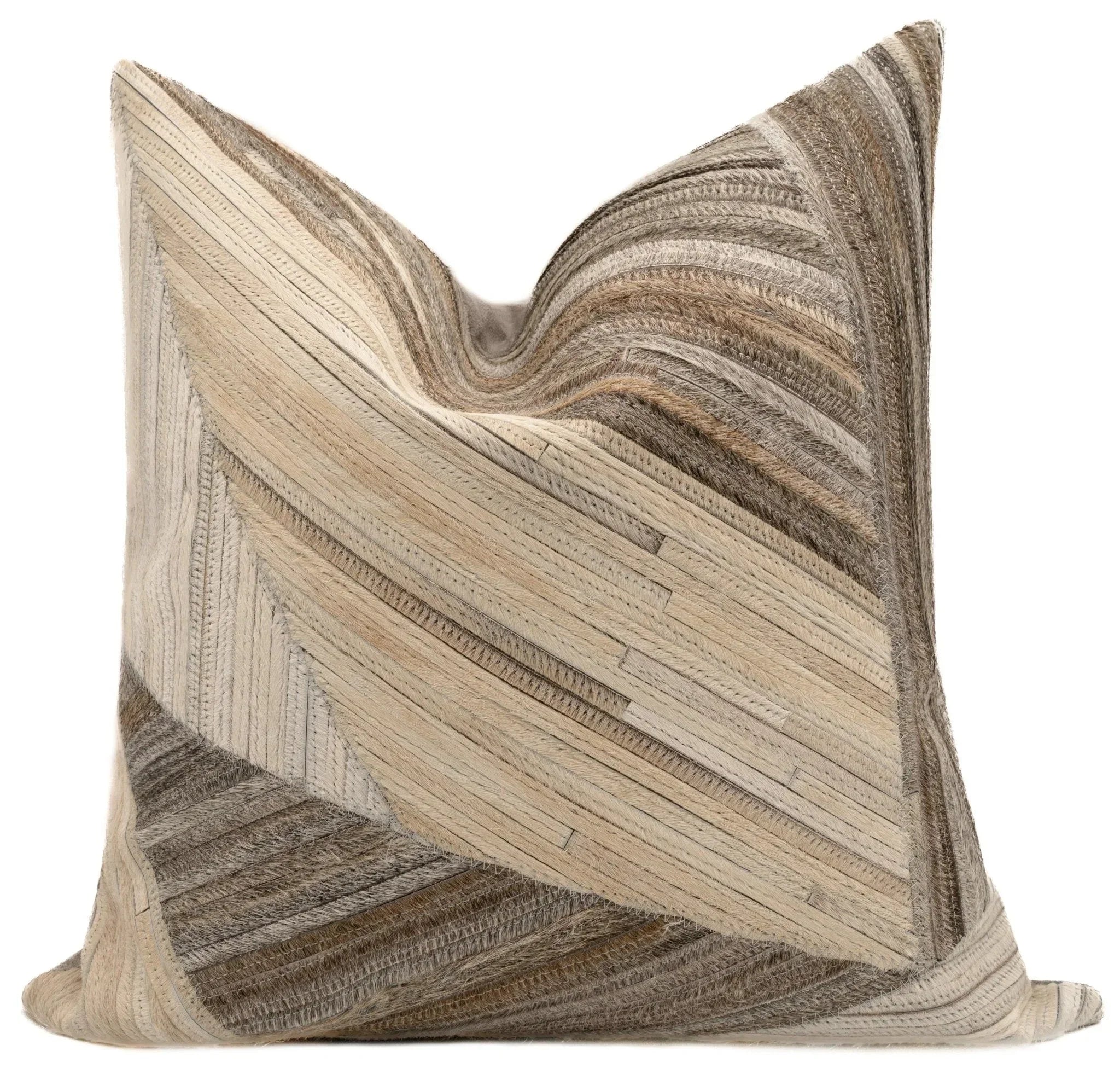 Canvello Genuine Cowhide Leather Decorative Throw Pillows - Handmade Patchwork Boho Accent Pillows For Sofa, Couch, Bed, Chair - Western Southwestern Farmhouse Pillow Covers With Feather Down Insert Included) Canvello