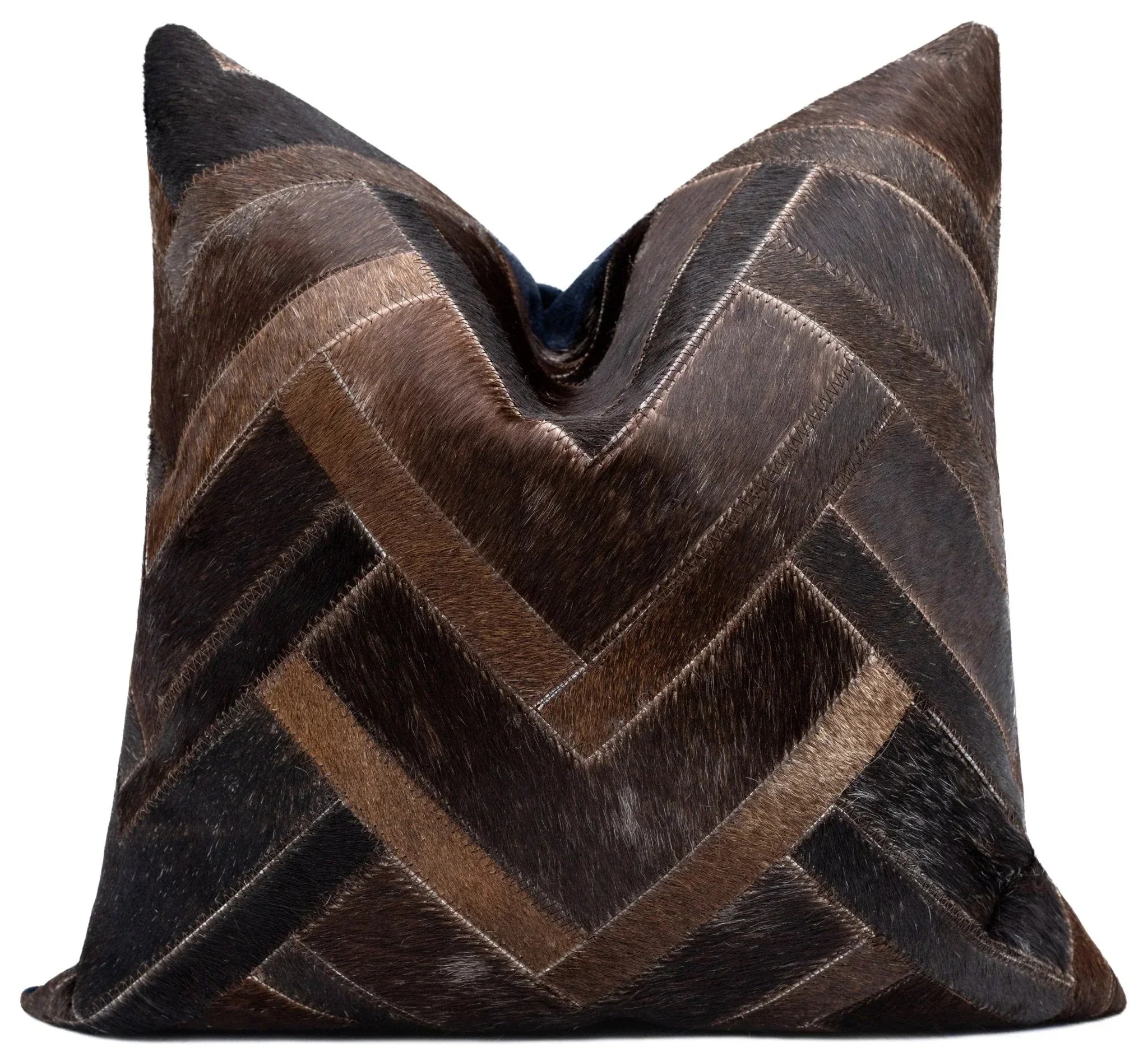 Canvello Genuine Cowhide Leather Decorative Throw Pillows - Handmade Patchwork Boho Accent Pillows For Sofa, Couch, Bed, Chair - Western Southwestern Farmhouse Pillow Covers With Feather Down Insert Included) Canvello