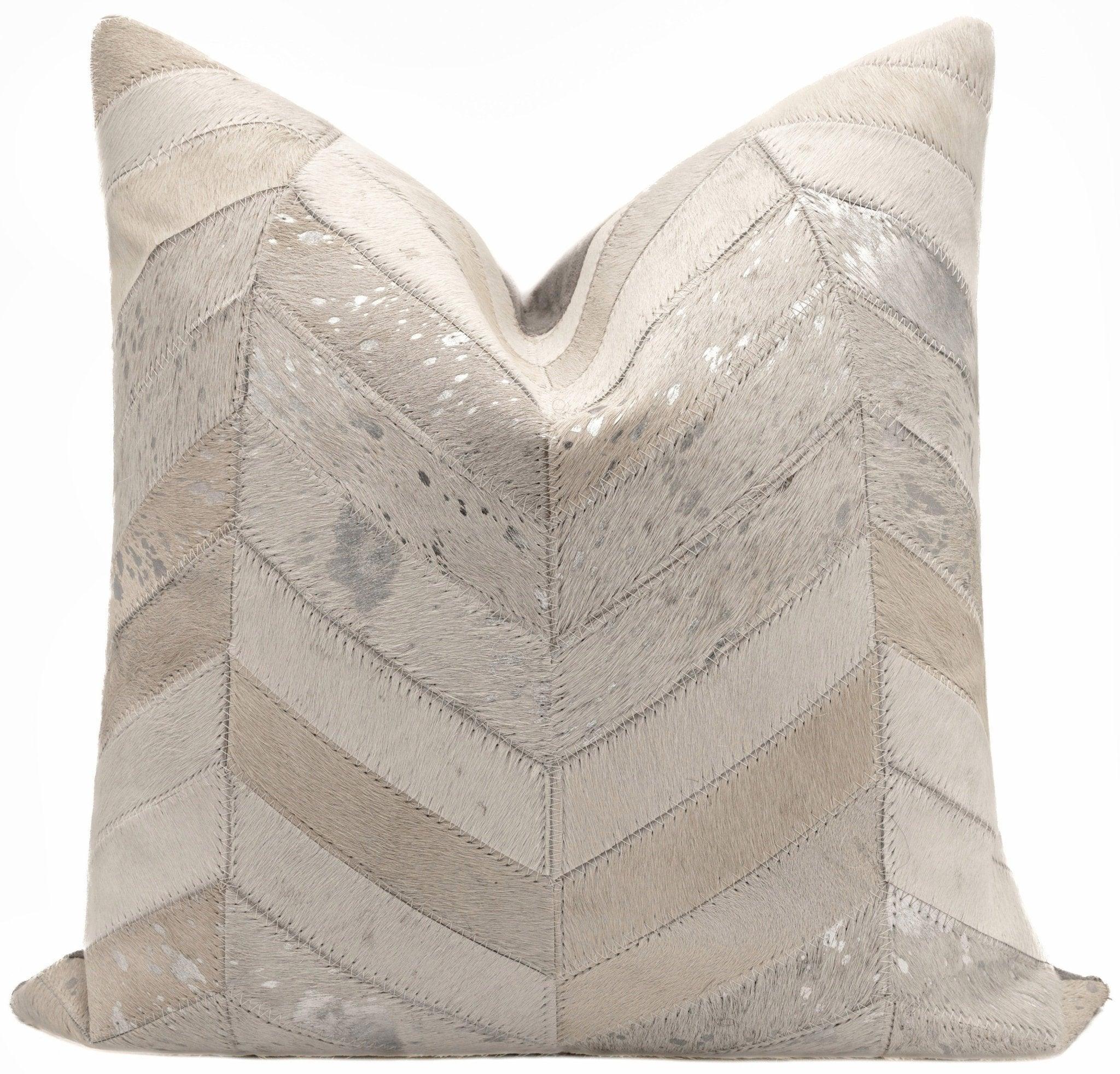 Canvello Genuine Cowhide Leather Decorative Throw Pillows - Handmade Patchwork Boho Accent Pillows For Sofa, Couch, Bed, Chair - Western Southwestern Farmhouse Pillow Covers With Feather Down Insert Included Canvello