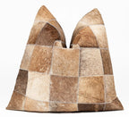 Canvello Genuine Cowhide Leather Decorative Throw Pillows - Handmade Patchwork Boho Accent Pillows For Sofa, Couch, Bed, Chair - Western Southwestern Farmhouse Pillow Covers With Feather Down Insert Included Canvello