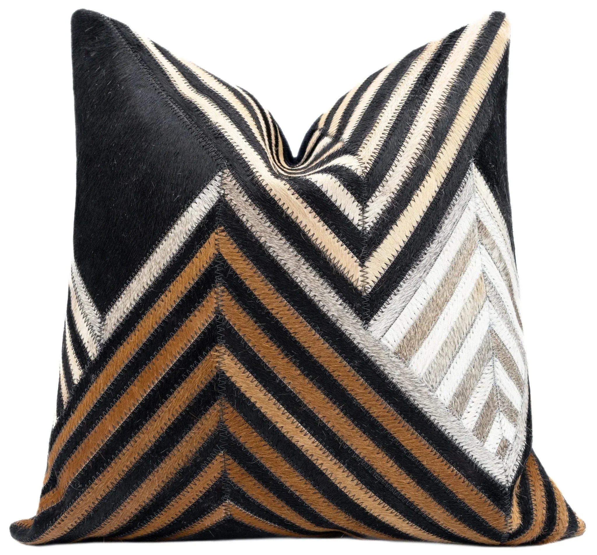 Canvello Genuine Cowhide Leather Decorative Throw Pillows - Handmade Patchwork Boho Accent Pillows For Sofa, Couch, Bed, Chair - Western Southwestern Farmhouse Pillow Covers With Feather Down Insert Included) Canvello