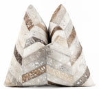 Canvello Genuine Cowhide Leather Decorative Throw Pillows - Handmade Patchwork Boho Accent Pillows For Sofa, Couch, Bed, Chair - Western Southwestern Farmhouse Pillow Covers With Feather Down Insert Included Canvello