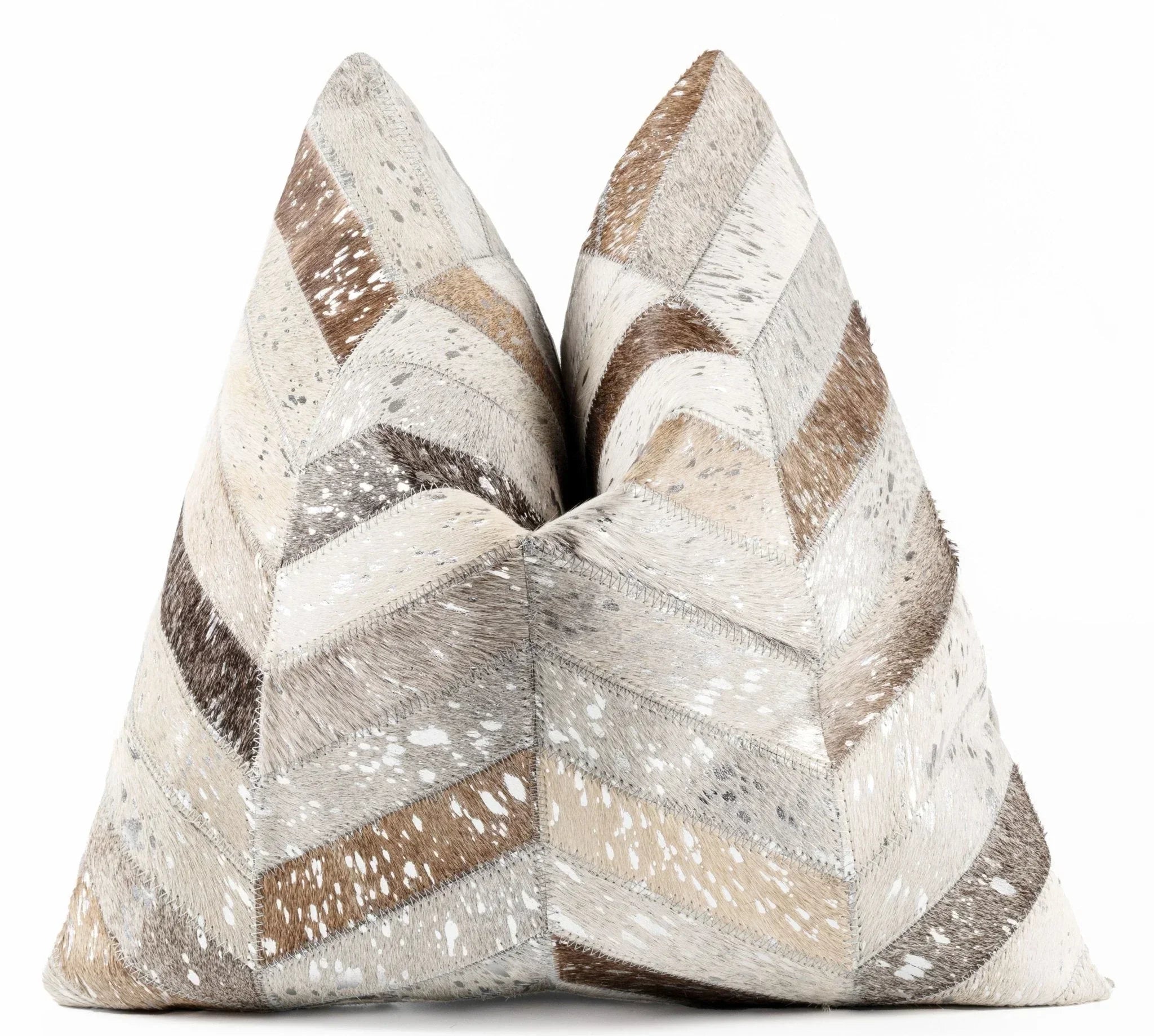 Canvello Genuine Cowhide Leather Decorative Throw Pillows - Handmade Patchwork Boho Accent Pillows For Sofa, Couch, Bed, Chair - Western Southwestern Farmhouse Pillow Covers With Feather Down Insert Included Canvello