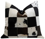 Canvello Genuine Cowhide Leather Decorative Throw Pillows - Handmade Patchwork Boho Accent Pillows For Sofa, Couch, Bed, Chair - Western Southwestern Farmhouse Pillow Covers With Feather Down Insert Included Canvello