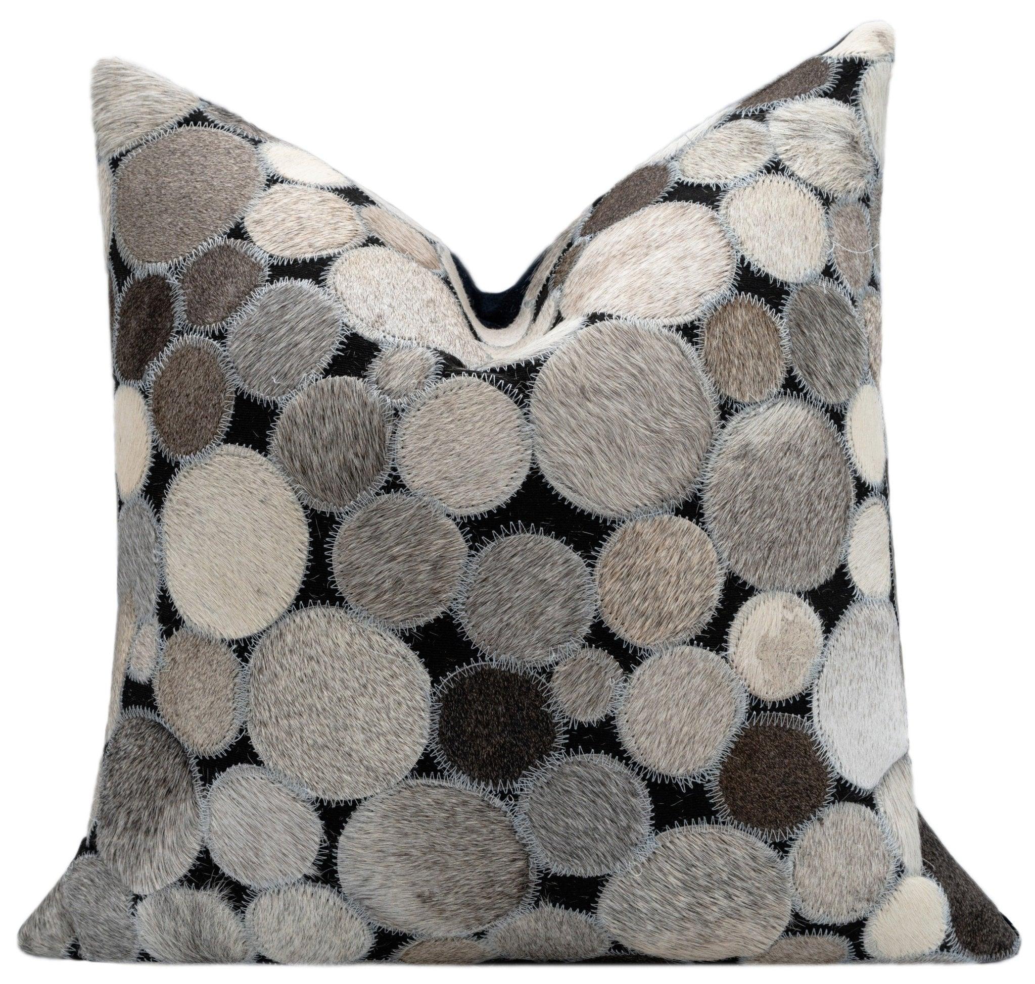 Canvello Genuine Cowhide Leather Decorative Throw Pillows - Handmade Patchwork Boho Accent Pillows For Sofa, Couch, Bed, Chair - Western Southwestern Farmhouse Pillow Covers With Feather Down Insert Included) Canvello
