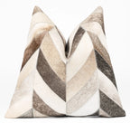 Canvello Genuine Cowhide Leather Decorative Throw Pillows - Handmade Patchwork Boho Accent Pillows For Sofa, Couch, Bed, Chair - Western Southwestern Farmhouse Pillow Covers With Feather Down Insert Included Canvello