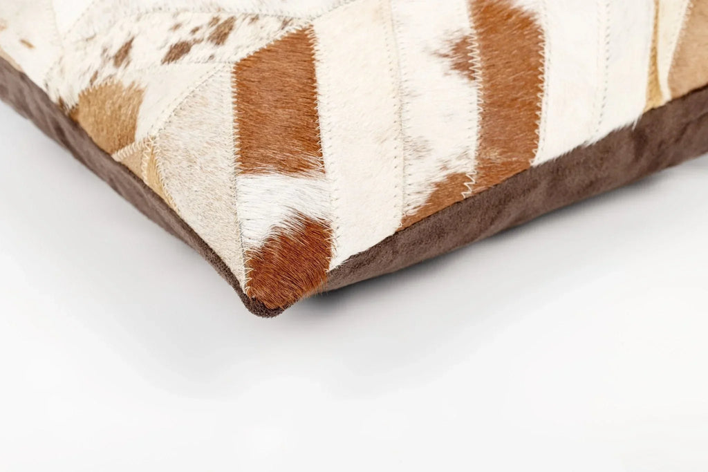Canvello Genuine Cowhide Leather Decorative Throw Pillows - Handmade Patchwork Boho Accent Pillows For Sofa, Couch, Bed, Chair - Western Southwestern Farmhouse Pillow Covers With Feather Down Insert Included Canvello