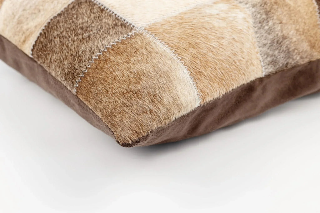 Canvello Genuine Cowhide Leather Decorative Throw Pillows - Handmade Patchwork Boho Accent Pillows For Sofa, Couch, Bed, Chair - Western Southwestern Farmhouse Pillow Covers With Feather Down Insert Included Canvello