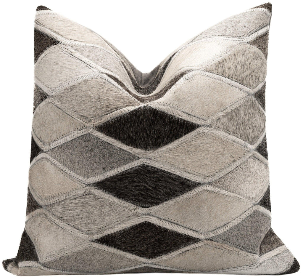 Canvello Genuine Cowhide Leather Decorative Throw Pillows - Handmade Patchwork Boho Accent Pillows For Sofa, Couch, Bed, Chair - Western Southwestern Farmhouse Pillow Covers With Feather Down Insert Included Canvello