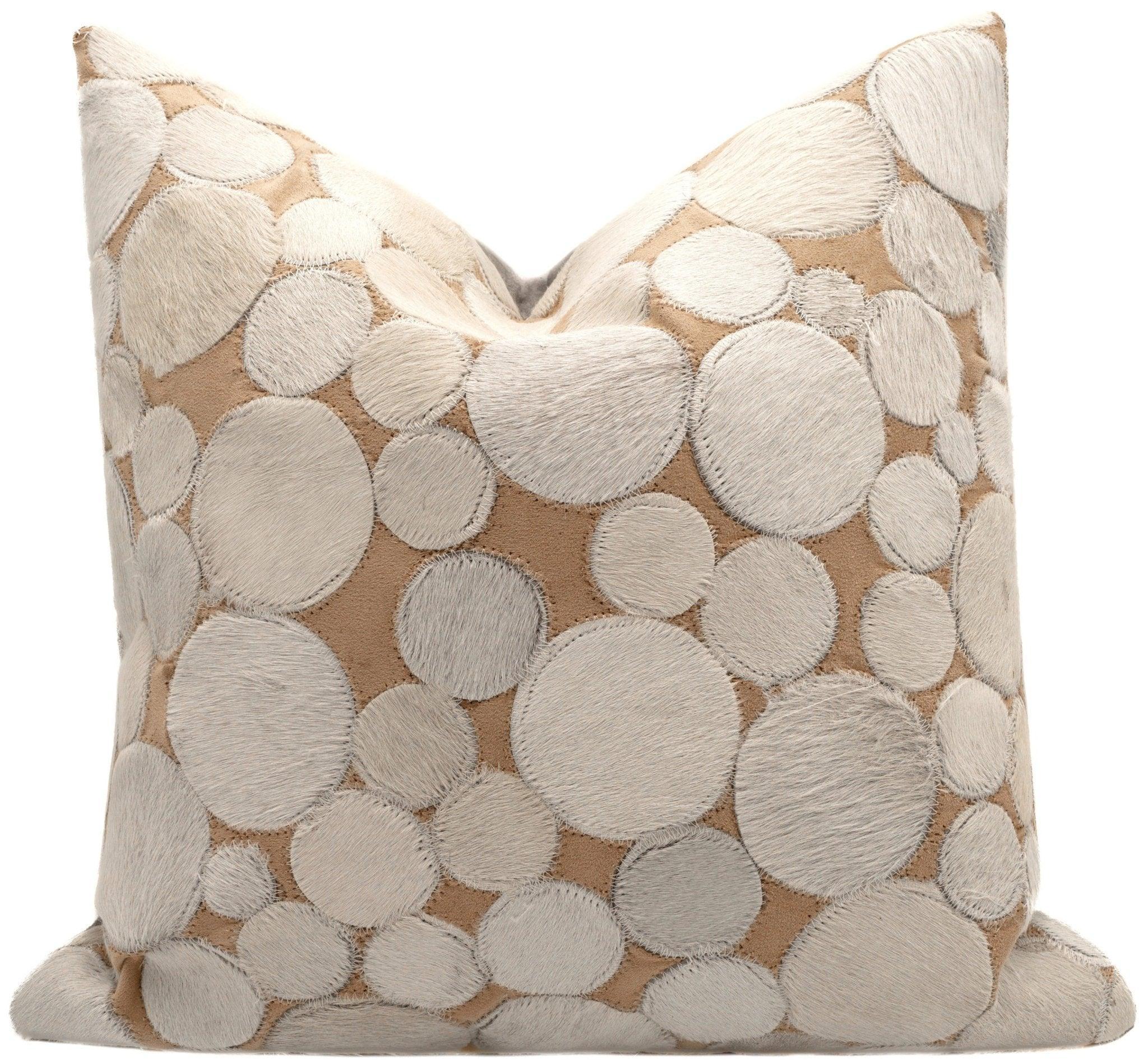 Canvello Genuine Cowhide Leather Decorative Throw Pillows - Handmade Patchwork Boho Accent Pillows For Sofa, Couch, Bed, Chair - Western Southwestern Farmhouse Pillow Covers With Feather Down Insert Included Canvello