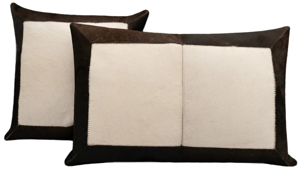Canvello Genuine Cowhide Leather Decorative Throw Pillows - Handmade Patchwork Boho Accent Pillows For Sofa, Couch, Bed, Chair - Western Southwestern Farmhouse Pillow Covers With Feather Down Insert Included) Canvello