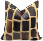 Canvello Genuine Cowhide Leather Decorative Throw Pillows - Handmade Patchwork Boho Accent Pillows For Sofa, Couch, Bed, Chair - Western Southwestern Farmhouse Pillow Covers With Feather Down Insert Included Canvello