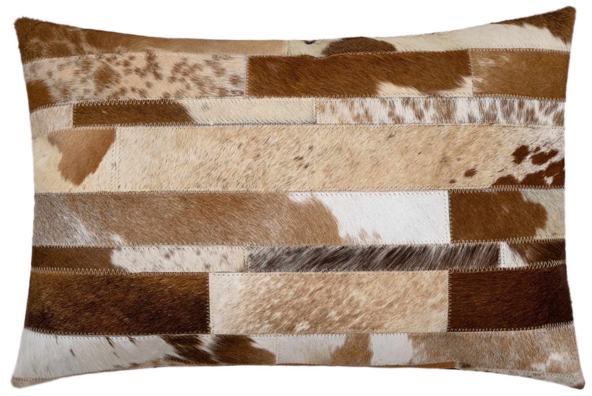 Canvello Genuine Cowhide Leather Decorative Throw Pillows - Handmade Patchwork Boho Accent Pillows For Sofa, Couch, Bed, Chair - Western Southwestern Farmhouse Pillow Covers With Feather Down Insert Included) Canvello