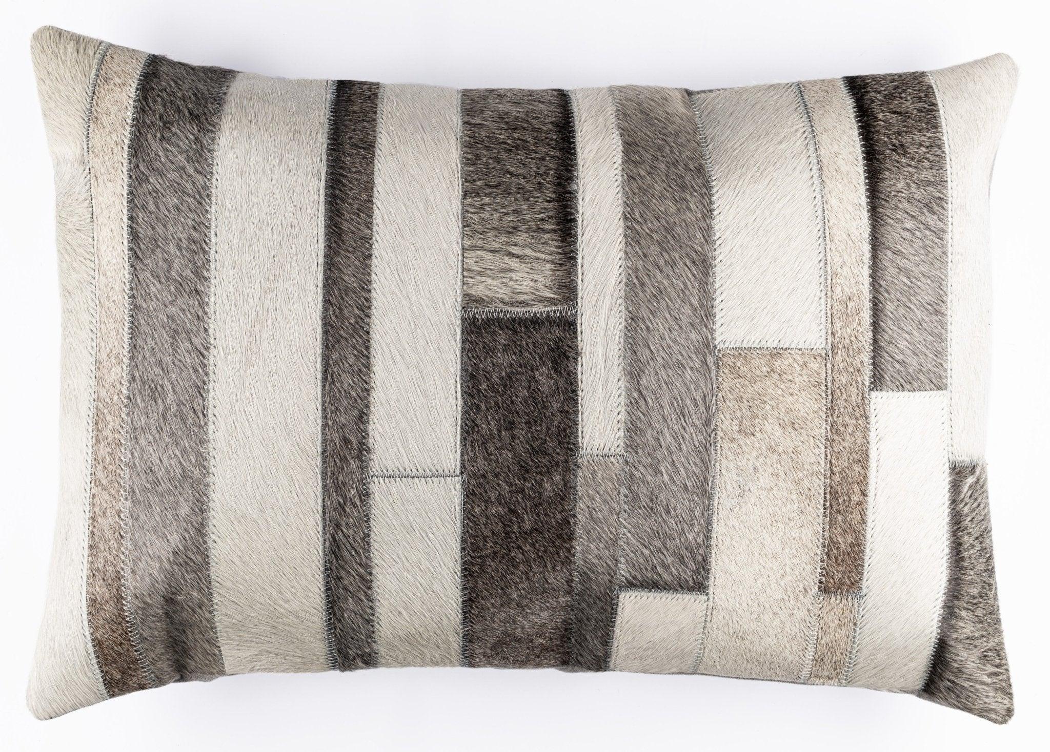 Canvello Genuine Cowhide Leather Decorative Throw Pillows - Handmade Patchwork Boho Accent Pillows For Sofa, Couch, Bed, Chair - Western Southwestern Farmhouse Pillow Covers With Feather Down Insert Included Canvello