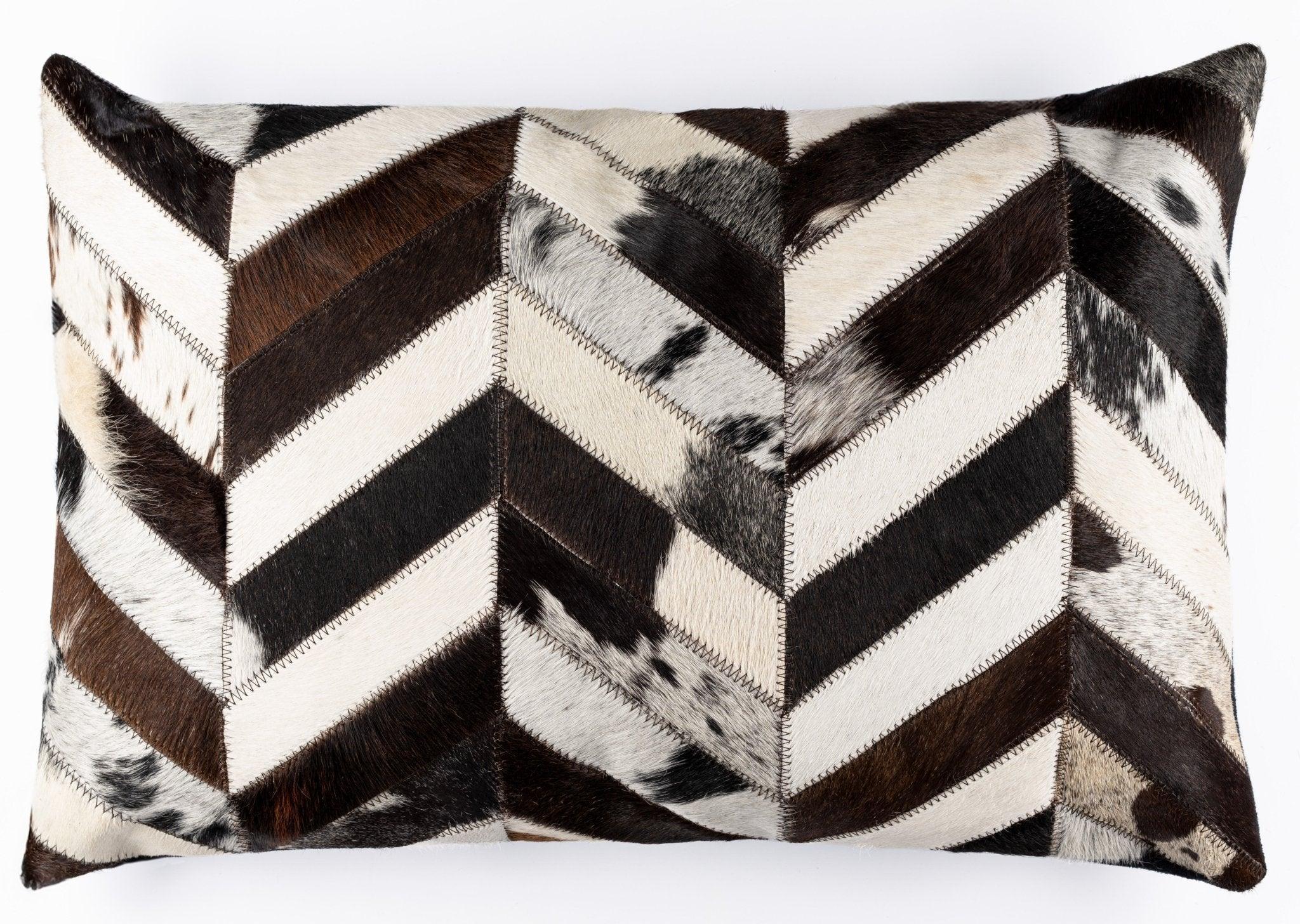 Canvello Genuine Cowhide Leather Decorative Throw Pillows - Handmade Patchwork Boho Accent Pillows For Sofa, Couch, Bed, Chair - Western Southwestern Farmhouse Pillow Covers With Feather Down Insert Included Canvello