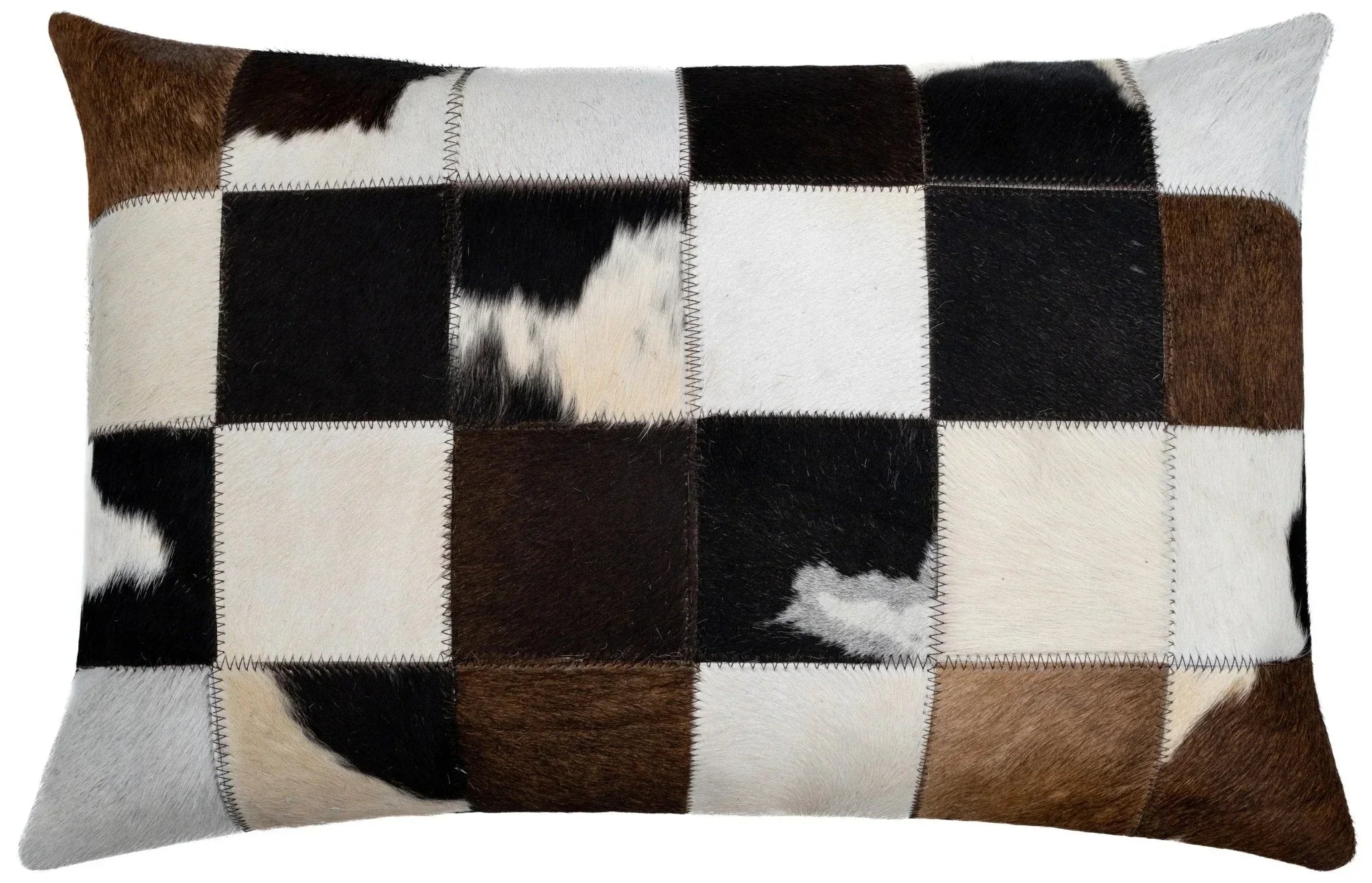 Canvello Genuine Cowhide Leather Decorative Throw Pillows - Handmade Patchwork Boho Accent Pillows For Sofa, Couch, Bed, Chair - Western Southwestern Farmhouse Pillow Covers With Feather Down Insert Included Canvello