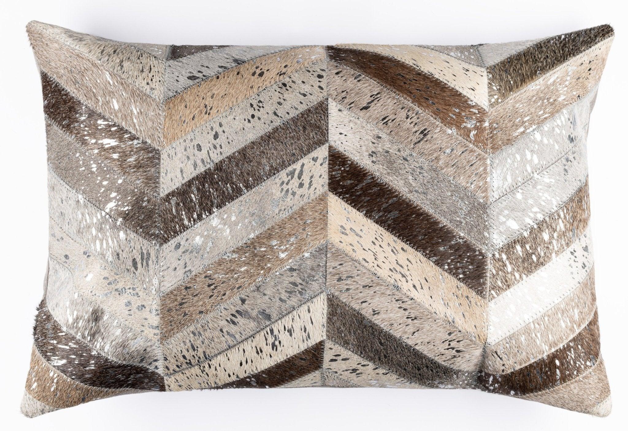 Canvello Genuine Cowhide Leather Decorative Throw Pillows - Handmade Patchwork Boho Accent Pillows For Sofa, Couch, Bed, Chair - Western Southwestern Farmhouse Pillow Covers With Feather Down Insert Included Canvello