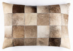 Canvello Genuine Cowhide Leather Decorative Throw Pillows - Handmade Patchwork Boho Accent Pillows For Sofa, Couch, Bed, Chair - Western Southwestern Farmhouse Pillow Covers With Feather Down Insert Included Canvello