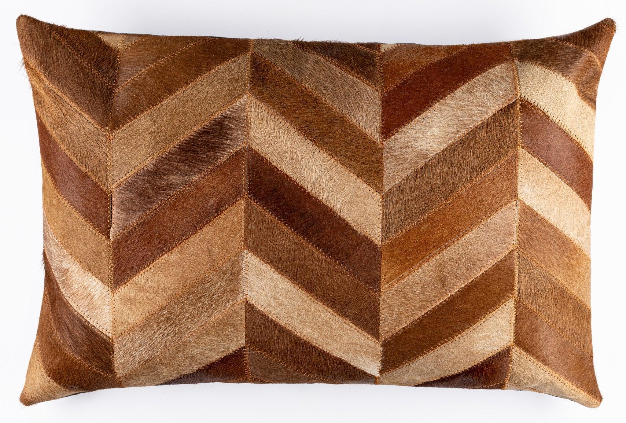 Canvello Genuine Cowhide Leather Decorative Throw Pillows - Handmade Patchwork Boho Accent Pillows For Sofa, Couch, Bed, Chair - Western Southwestern Farmhouse Pillow Covers With Feather Down Insert Included Canvello