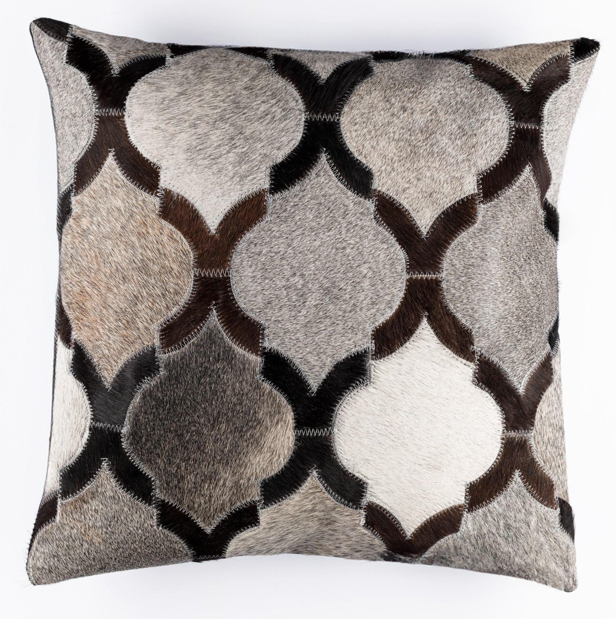 Canvello Genuine Cowhide Leather Decorative Throw Pillows - Handmade Patchwork Boho Accent Pillows For Sofa, Couch, Bed, Chair - Western Southwestern Farmhouse Pillow Covers With Feather Down Insert Included Canvello