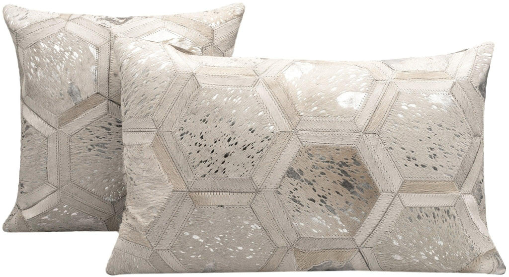 Canvello Genuine Cowhide Leather Decorative Throw Pillows - Handmade Patchwork Boho Accent Pillows For Sofa, Couch, Bed, Chair - Western Southwestern Farmhouse Pillow Covers With Feather Down Insert Included Canvello