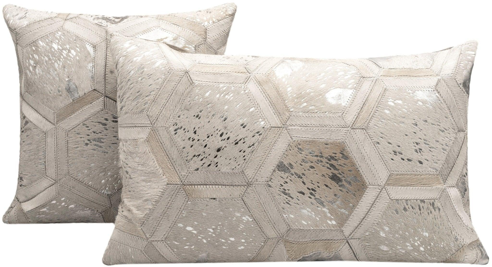 Canvello Genuine Cowhide Leather Decorative Throw Pillows - Handmade Patchwork Boho Accent Pillows For Sofa, Couch, Bed, Chair - Western Southwestern Farmhouse Pillow Covers With Feather Down Insert Included Canvello