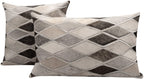 Canvello Genuine Cowhide Leather Decorative Throw Pillows - Handmade Patchwork Boho Accent Pillows For Sofa, Couch, Bed, Chair - Western Southwestern Farmhouse Pillow Covers With Feather Down Insert Included Canvello