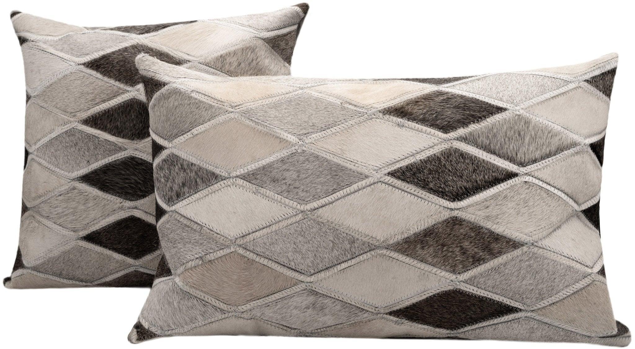 Canvello Genuine Cowhide Leather Decorative Throw Pillows - Handmade Patchwork Boho Accent Pillows For Sofa, Couch, Bed, Chair - Western Southwestern Farmhouse Pillow Covers With Feather Down Insert Included Canvello