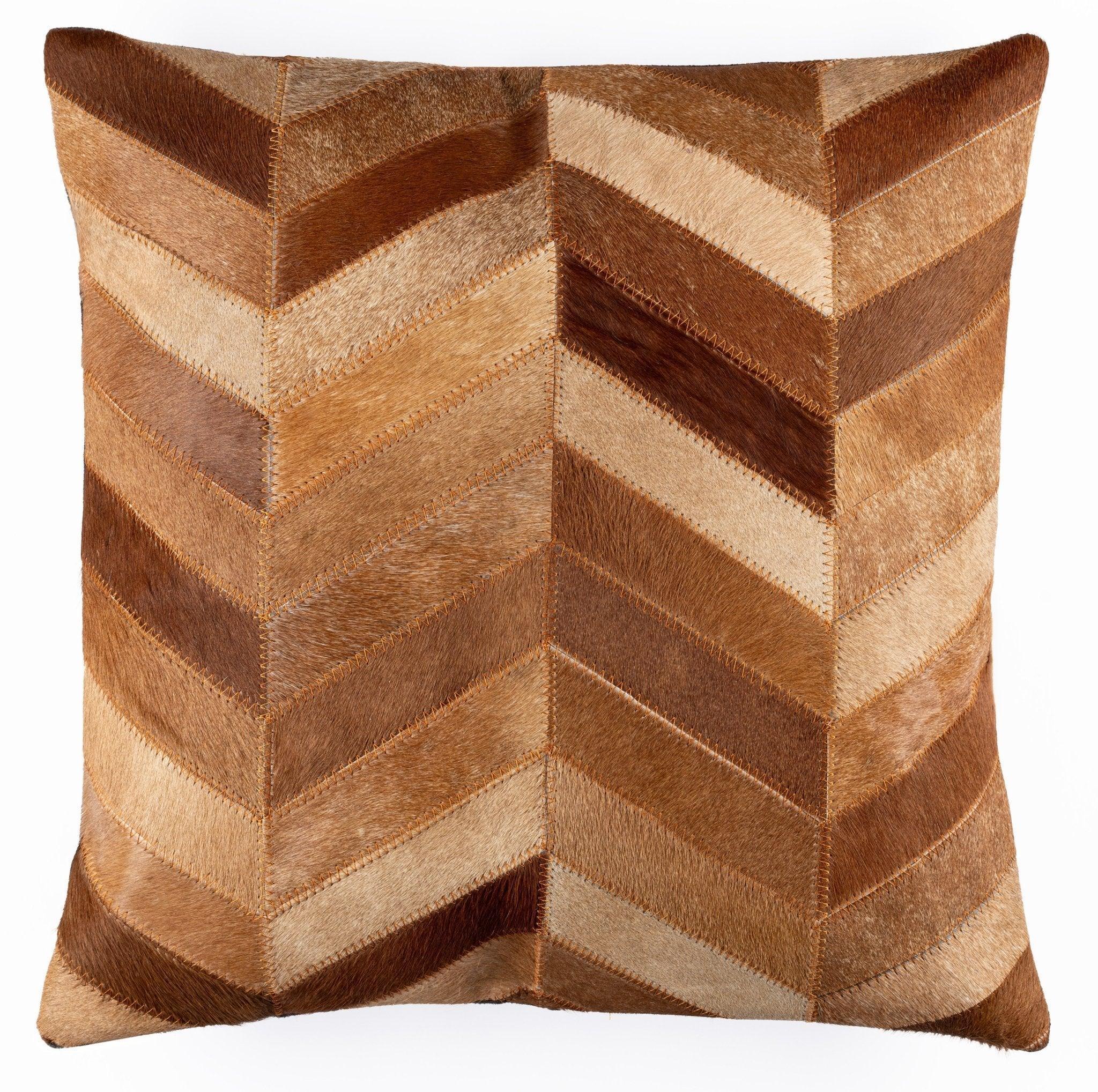 Canvello Genuine Cowhide Leather Decorative Throw Pillows - Handmade Patchwork Boho Accent Pillows For Sofa, Couch, Bed, Chair - Western Southwestern Farmhouse Pillow Covers With Feather Down Insert Included Canvello