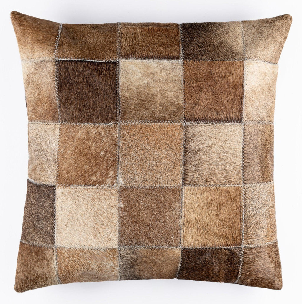 Canvello Genuine Cowhide Leather Decorative Throw Pillows - Handmade Patchwork Boho Accent Pillows For Sofa, Couch, Bed, Chair - Western Southwestern Farmhouse Pillow Covers With Feather Down Insert Included Canvello