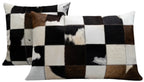 Canvello Genuine Cowhide Leather Decorative Throw Pillows - Handmade Patchwork Boho Accent Pillows For Sofa, Couch, Bed, Chair - Western Southwestern Farmhouse Pillow Covers With Feather Down Insert Included Canvello